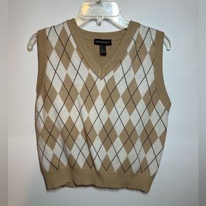 Streetwear Society Size Large Tan Plaid Sweater Vest